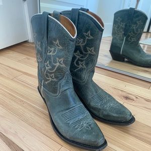 Old West Turquoise Blue/Green Cowboy Western Leather Boots